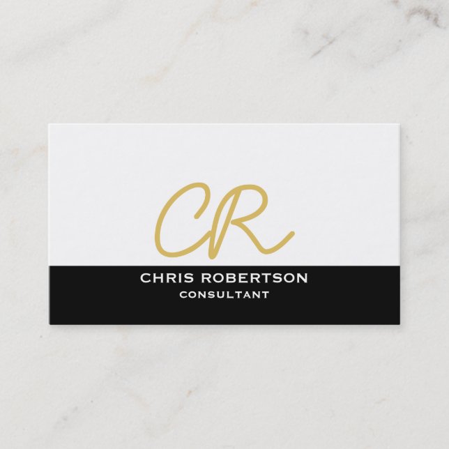 Monogram Plain Modern Consultant Business Card (Front)