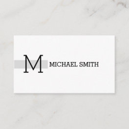 Monogram Plain White Elegant Modern Gainsboro Business Card