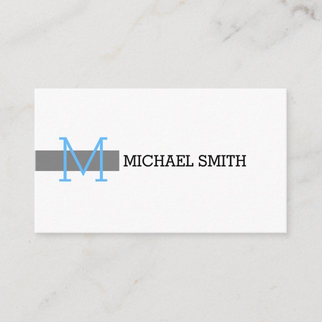 Monogram Plain White Elegant Modern Gray #18 Business Card (Front)