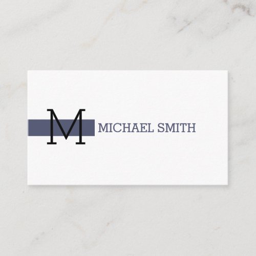 Monogram Plain White Elegant Modern Independence Business Card