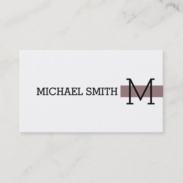Monogram Plain White Modern Bazaar Business Card (Front)
