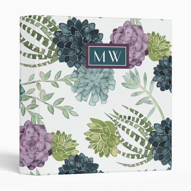 Monogram | Plant Happiness Collection Succulent Pa 3 Ring Binder (Front/Spine)