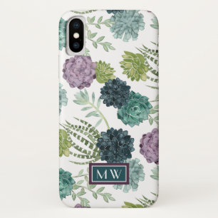 Monogram   Plant Happiness Collection Succulent Pa iPhone X Case