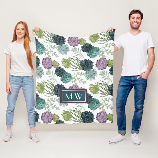 Monogram | Plant Happiness Collection Succulent Pa Fleece Blanket (In Situ)