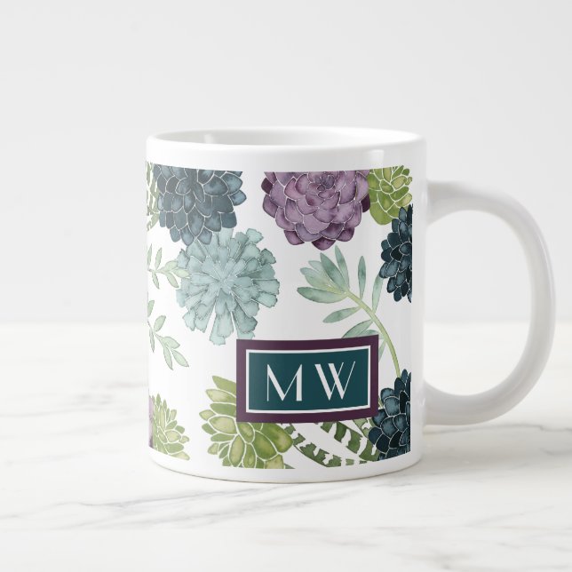 Monogram | Plant Happiness Collection Succulent Pa Giant Coffee Mug (Right)