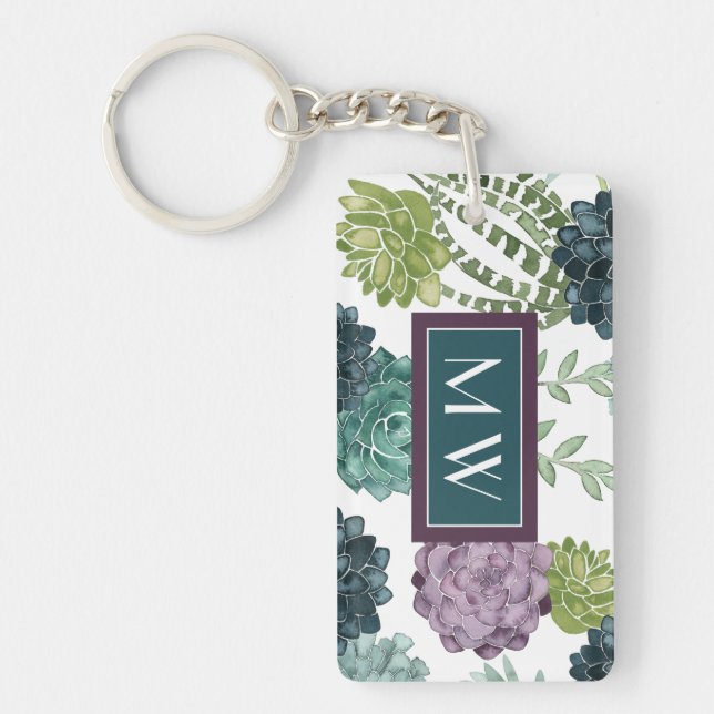 Monogram | Plant Happiness Collection Succulent Pa Keychain (Front)