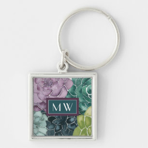 Monogram Plant Happiness Grow Harvest Love Keychain