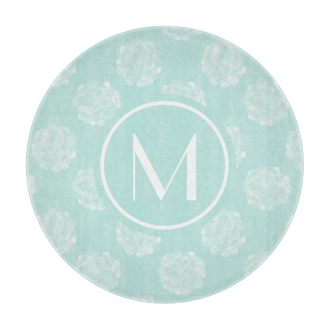 Monogram | Plant Happiness | Pastel Succulent Patt Cutting Board (Front)