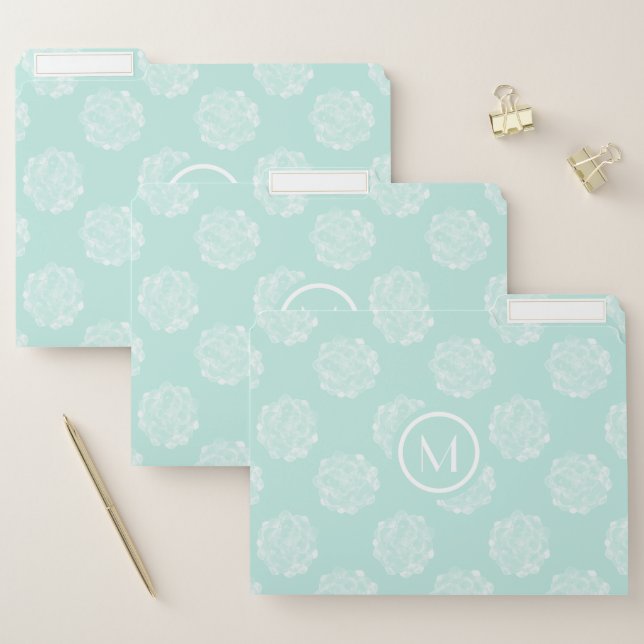 Monogram | Plant Happiness | Pastel Succulent Patt File Folder (Set)