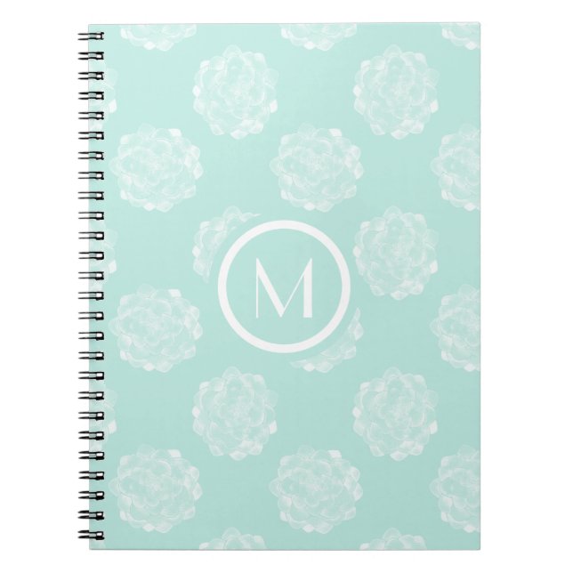 Monogram | Plant Happiness | Pastel Succulent Patt Notebook (Front)