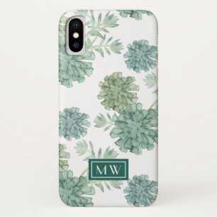 Monogram Plant Happiness Succulent Pattern iPhone X Case