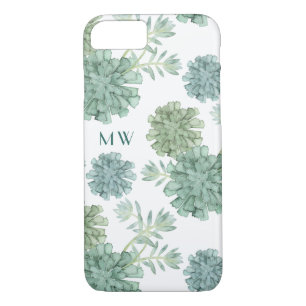 Monogram Plant Happiness Succulent Pattern iPhone 8/7 Case