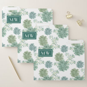 Monogram   Plant Happiness   Succulent Pattern File Folder