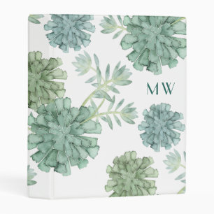 Monogram   Plant Happiness   Succulent Pattern Mini Binder