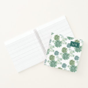 Monogram   Plant Happiness   Succulent Pattern Notebook