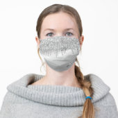 Monogram Platinum Silver Dripping Glitter Metallic Adult Cloth Face Mask (Worn)