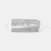 Monogram Platinum Silver Dripping Glitter Metallic Adult Cloth Face Mask (Front, Folded)