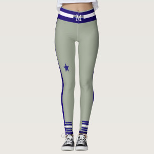 Monogram Playball collection-Blue/White/Gray Leggings