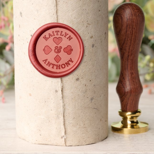 Monogram Playing Card Casino Wedding Wax Seal Stamp (Insitu (Parchment))