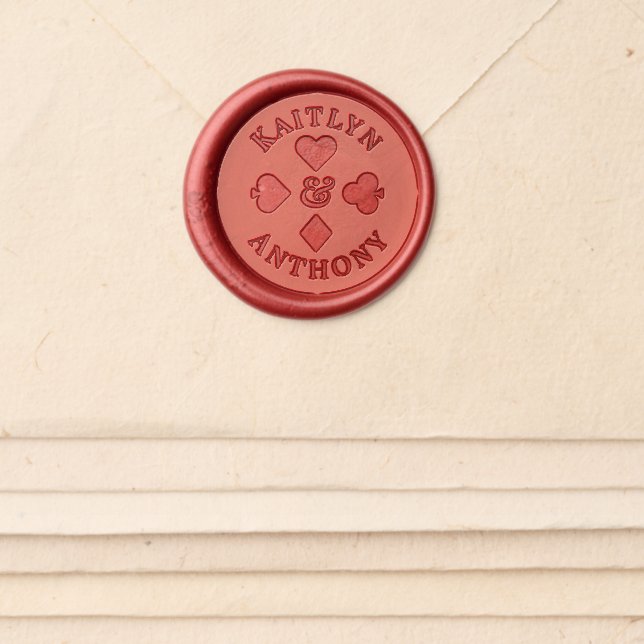 Monogram Playing Card Casino Wedding Wax Seal Sticker (Front)