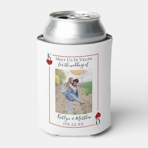 Monogram Playing Card Wedding Photo Save The Date  Can Cooler
