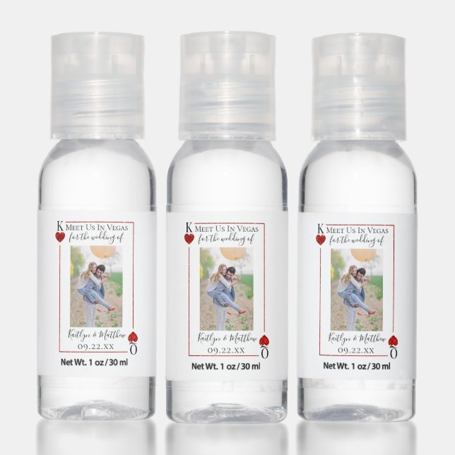 Monogram Playing Card Wedding Photo Save The Date Hand Sanitizer (Set)
