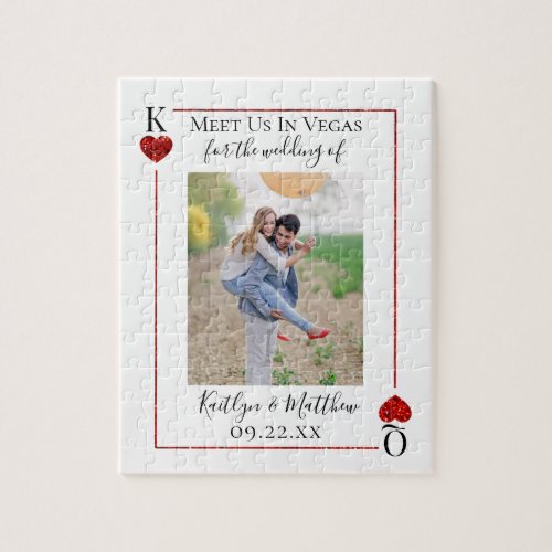 Monogram Playing Card Wedding Photo Save The Date  Jigsaw Puzzle