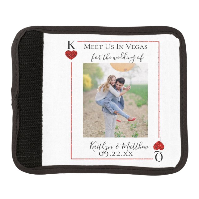Monogram Playing Card Wedding Photo Save The Date Luggage Handle Wrap (Front)