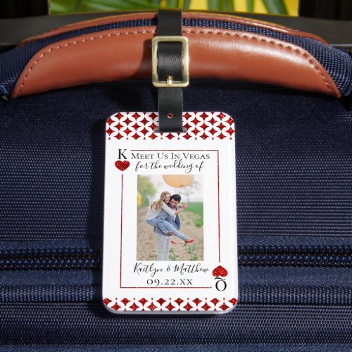 Monogram Playing Card Wedding Photo Save The Date Luggage Tag