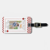 Monogram Playing Card Wedding Photo Save The Date Luggage Tag (Front Horizontal)