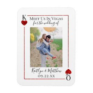 Monogram Playing Card Wedding Photo Save The Date Magnet