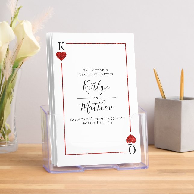 Monogram Playing Card Wedding Program Brochure (Insitu)