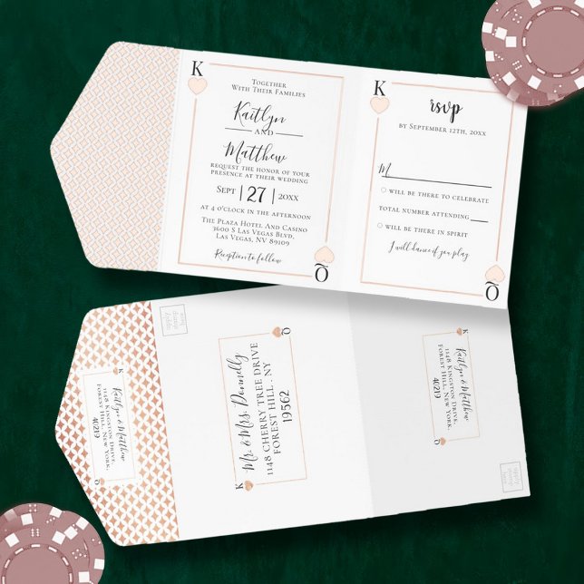 Monogram Playing Card Wedding Real Foil Pressed All In One Invitation (Creator Uploaded)