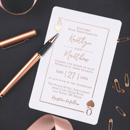 Monogram Playing Card Wedding Real Rose Gold Foil