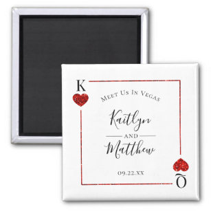 Monogram Playing Card Wedding Save The Date Magnet