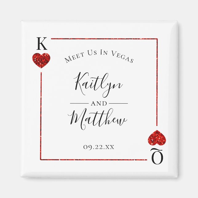 Monogram Playing Card Wedding Save The Date Magnet (Front)
