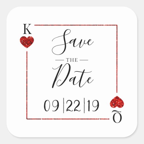 Monogram Playing Card Wedding Save The Date Square Sticker