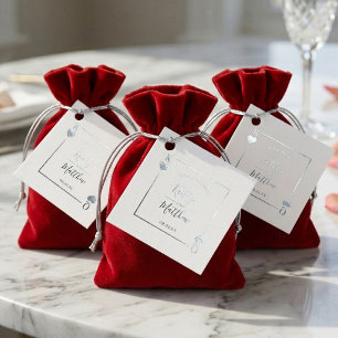 Monogram Playing Card Wedding Silver Foil Favor Tags