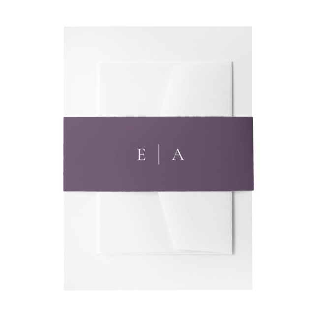 Monogram Plum Purple Boho Wedding Modern  Invitation Belly Band (Front Example)