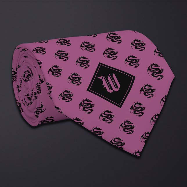 Monogram Plum Purple Dragon Neck Tie (Creator Uploaded)