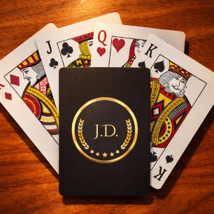 Monogram Poker Deck   Black & Gold Playing Cards