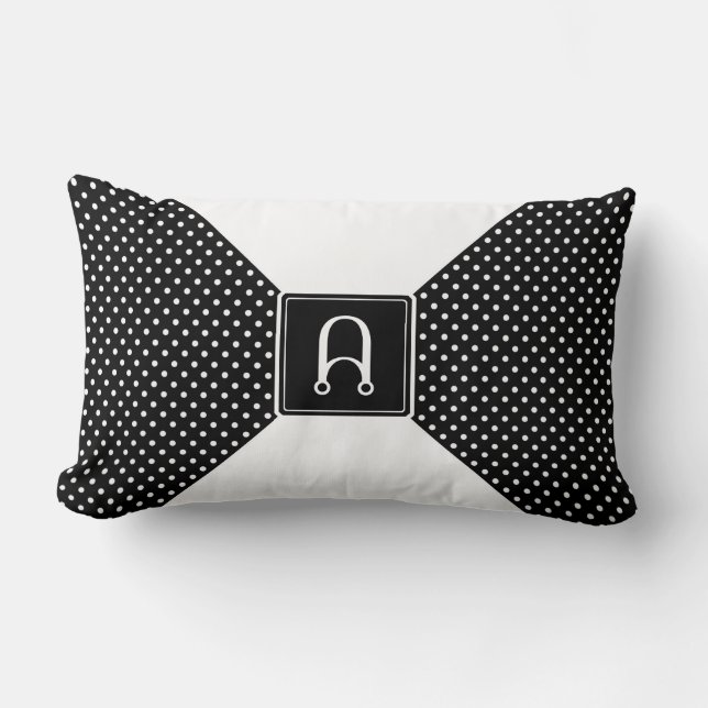 Monogram Polka Dots and White Lumbar Pillow (Front)