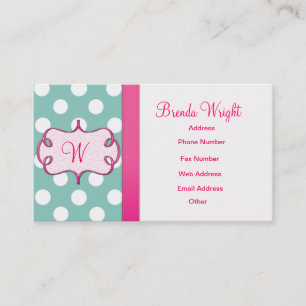 Monogram Polka Dots Business Card