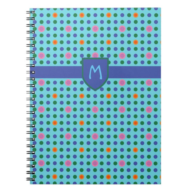 Monogram Polka Dots Custom Notebook or Jotter (Front)