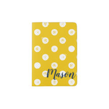 Monogram Polka Dots - Mustard Yellow & White