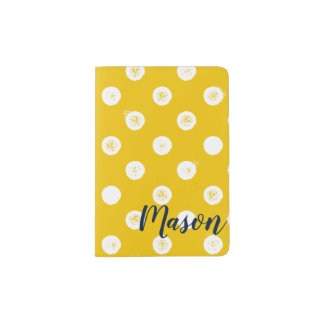 Monogram Polka Dots - Mustard Yellow & White Passport Holder