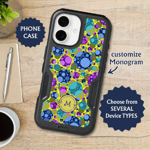 Monogram Polka Dots Pattern in Pink Blue Teal -  iPhone 16 Case