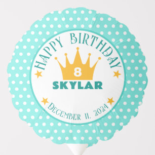 Monogram Polka Dots, Teal Green Birthday Balloon