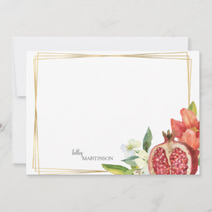 Monogram Pomegranate Foliage Note Thank You Card