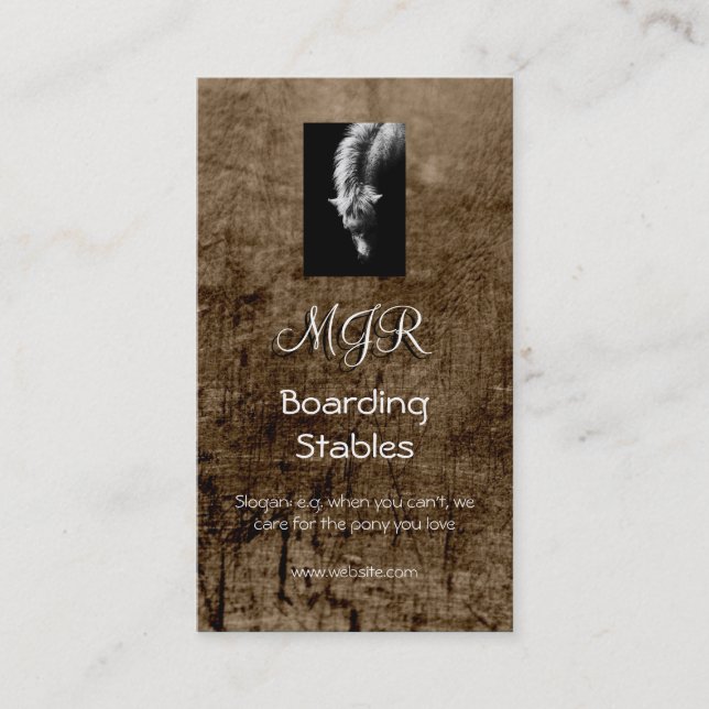 Monogram, Pony Portrait, leather-effect Business Card (Front)